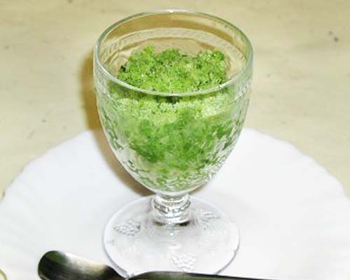 冷たいお茶の飲み物3種と抹茶シャーベット