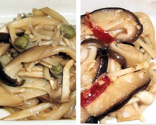 きのこの醤油漬と味噌煮