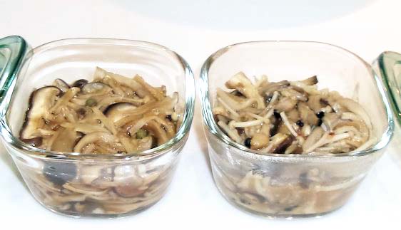 きのこの醤油漬けと味噌煮